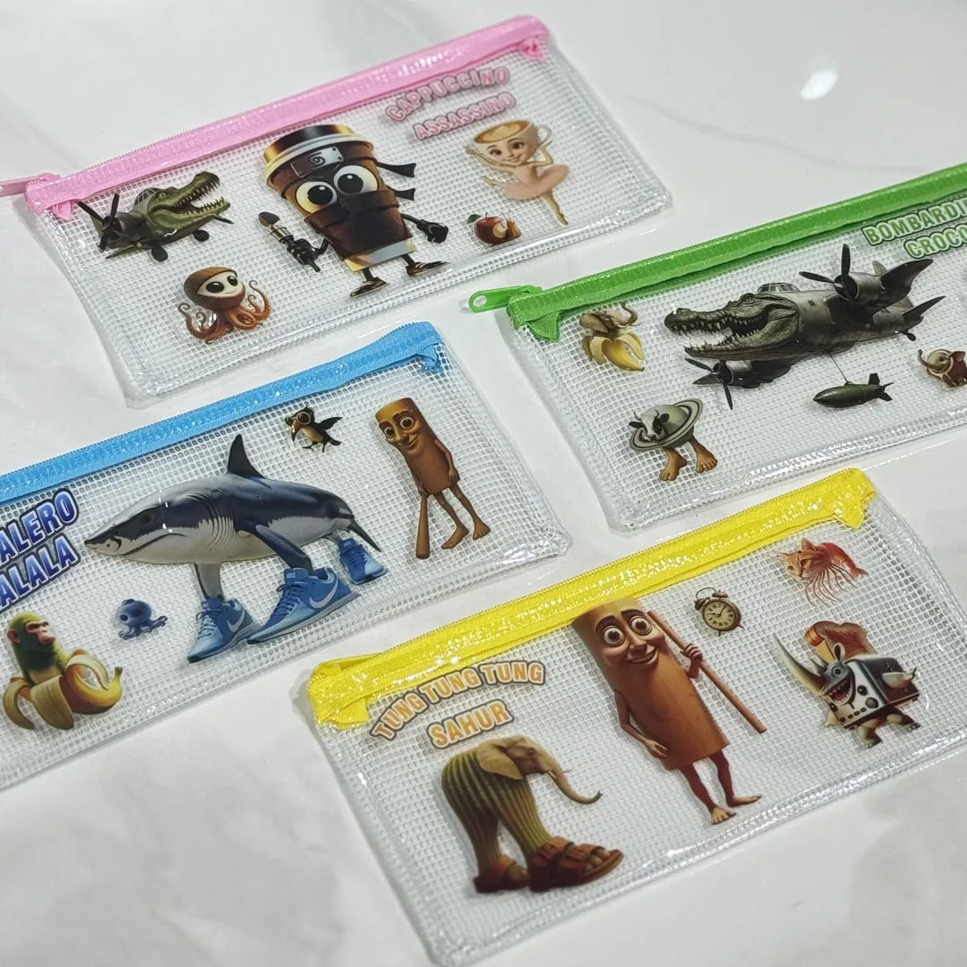 CARTUCHERA TRANSPARENTE PERSONAJES