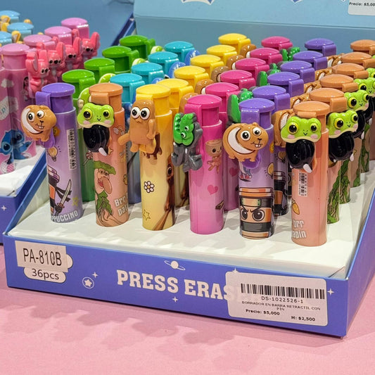 BORRADOR RETRACTIL PERSONAJES CON PIN