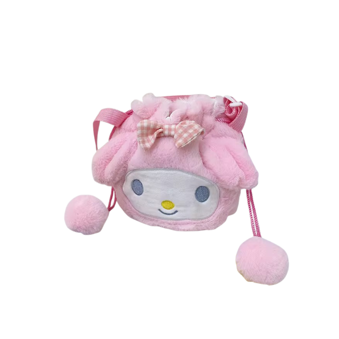 BOLSO DE PELUCHE CON POMPONES