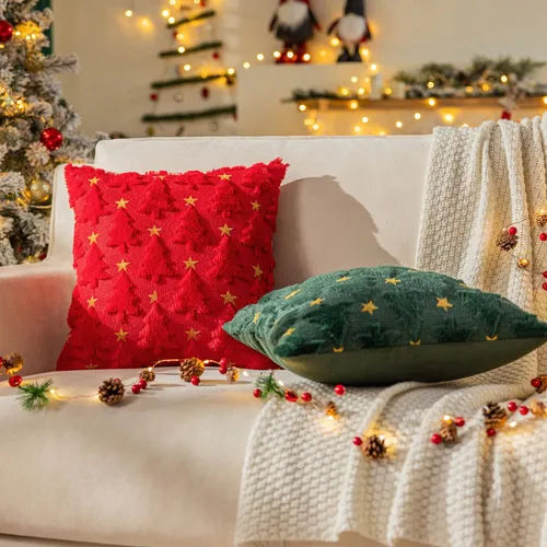 FUNDAS DE COJIN NAVIDEÑAS ARBOL CON ESTRELLA