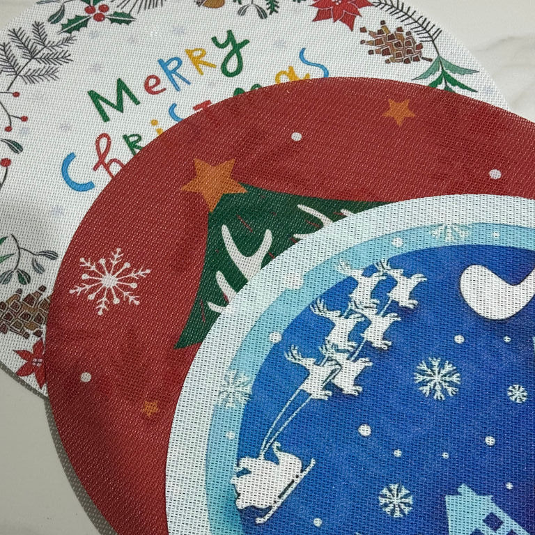 INDIVIDUAL NAVIDEÑO REDONDO ESTAMPADO