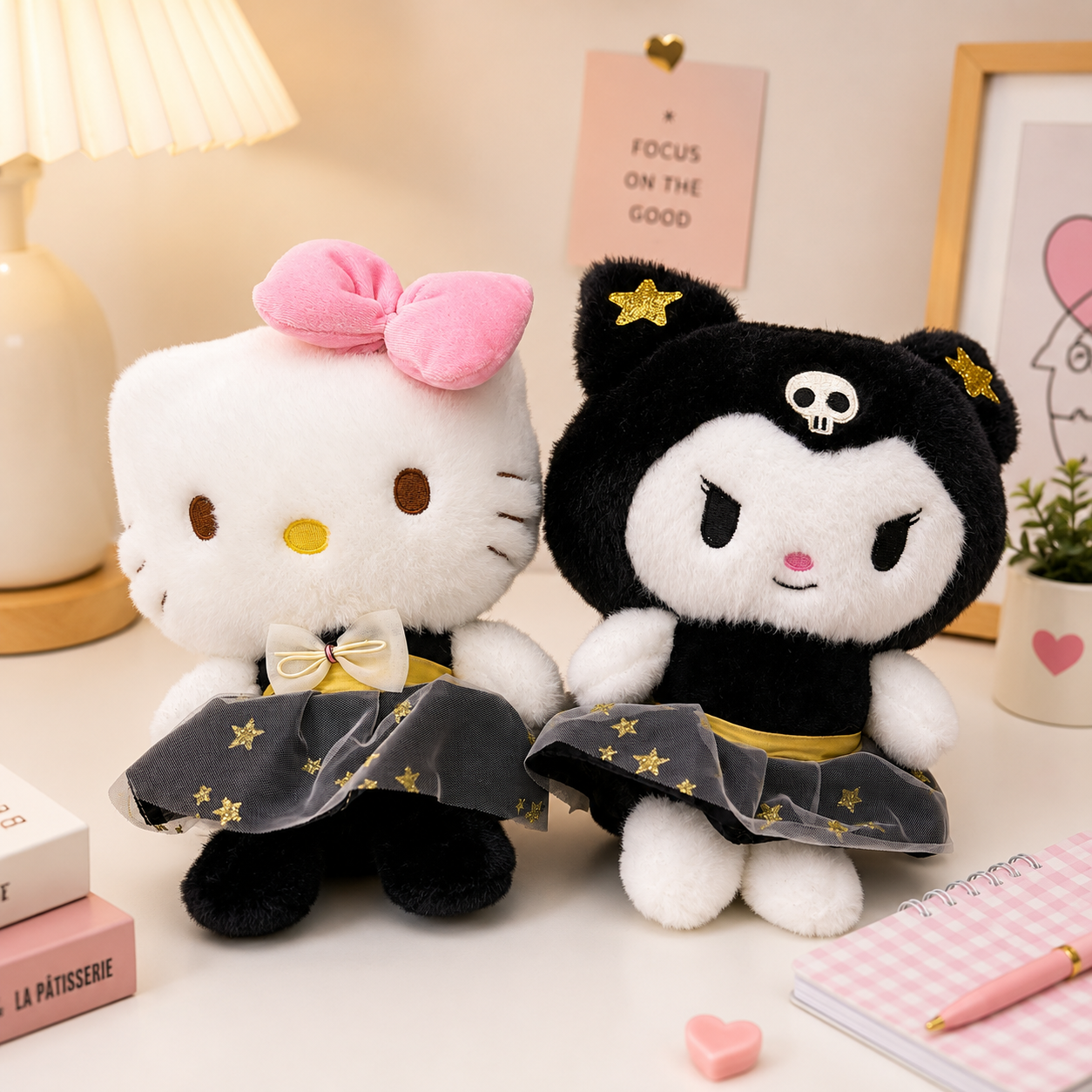 PELUCHE HELLO KITTY SERIE BLACK GOLD