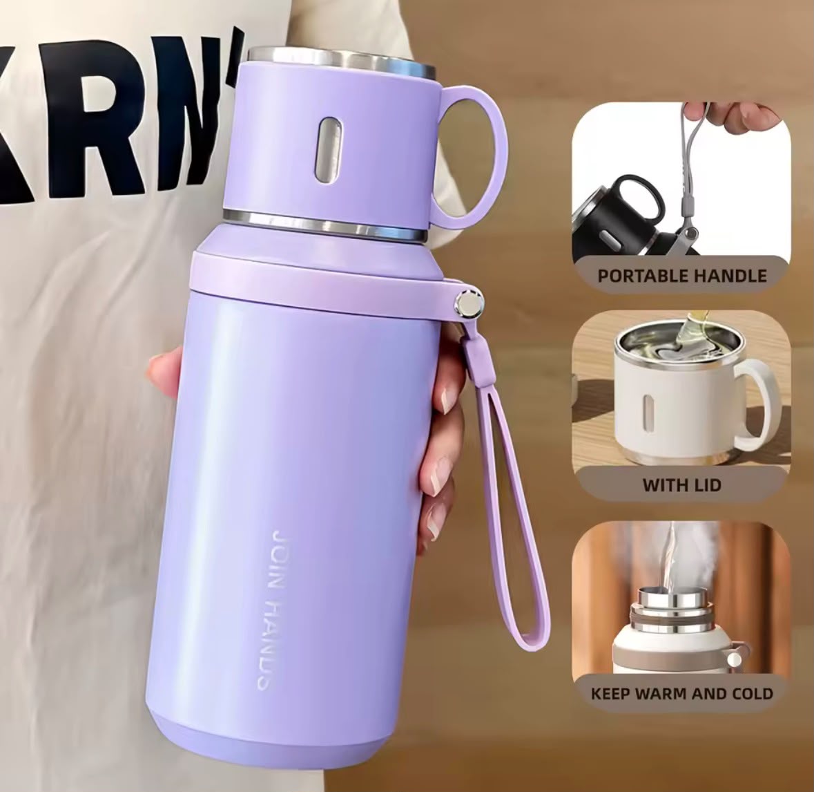 Termo térmico con taza incorporada