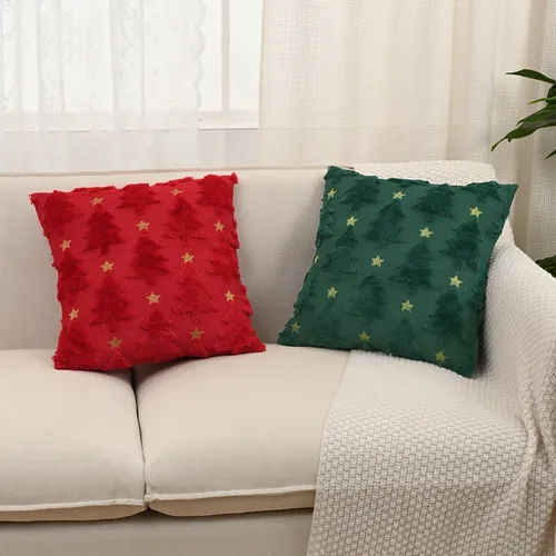 FUNDAS DE COJIN NAVIDEÑAS ARBOL CON ESTRELLA