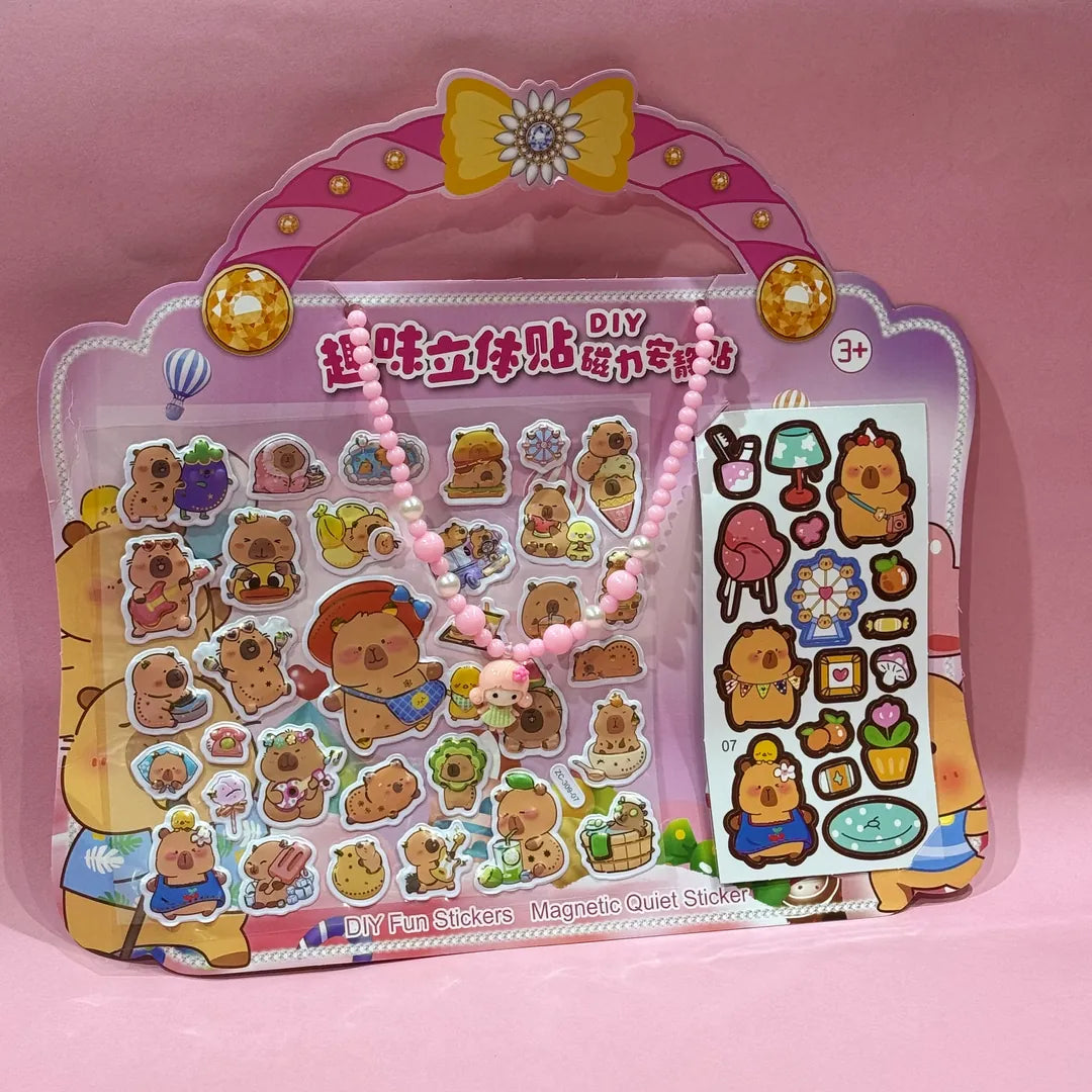 STICKER + COLLAR SANRIO Y CAPIBARA